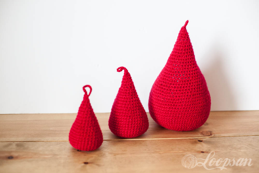 3 NHS Crochet Blood Drops