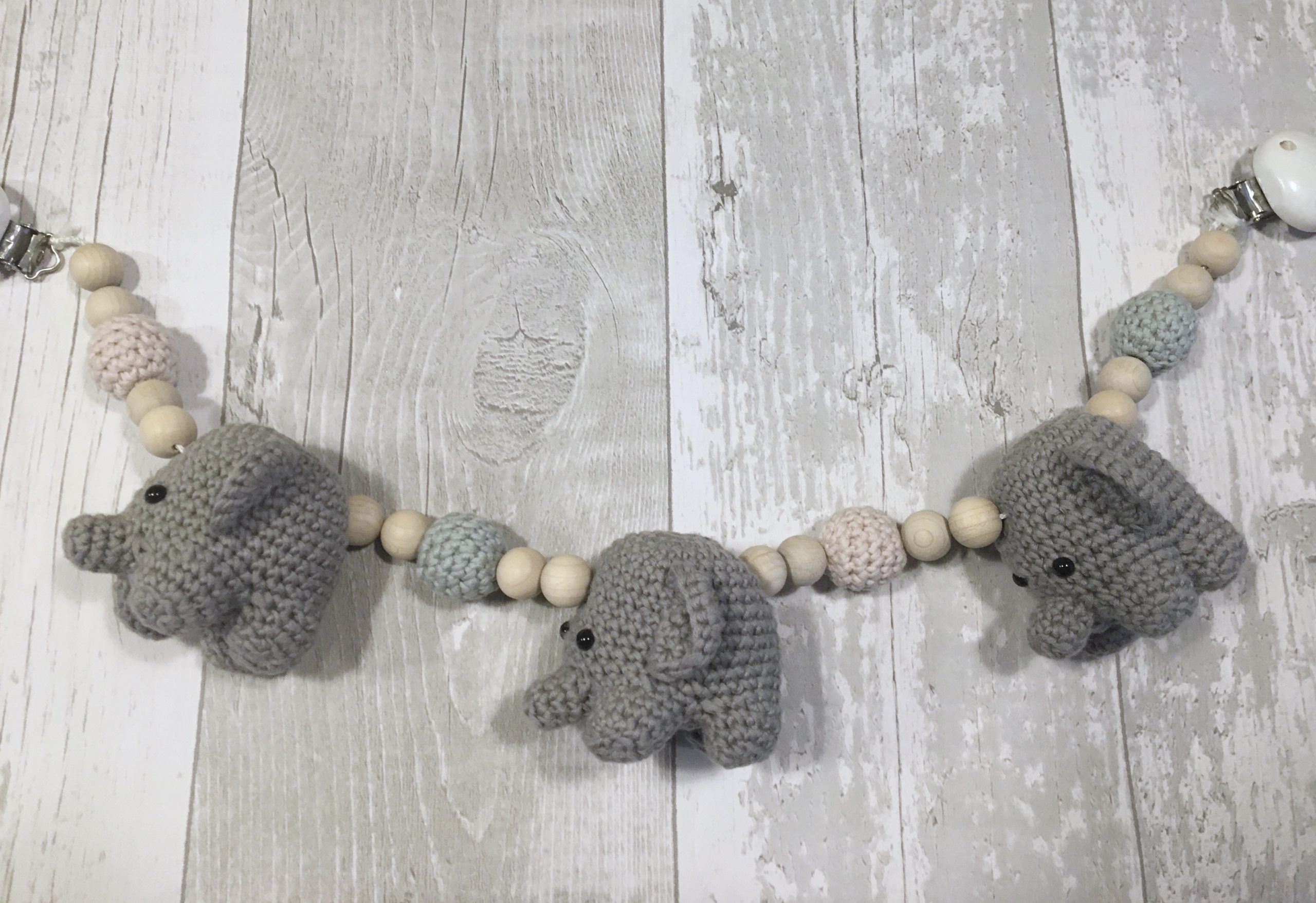 Grey Elephant Pram Chain Baby