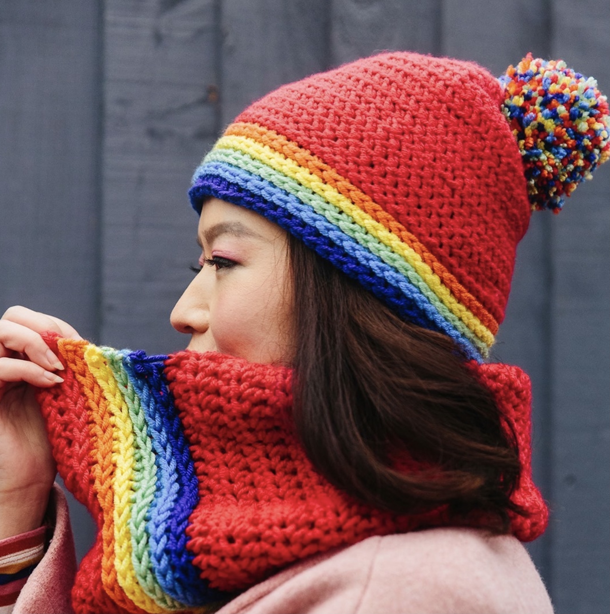 Snood and Hat Set Inside Crochet